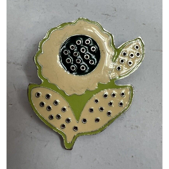 vintage GAP‎ Big Enameled FLOWER Hat Jacket PIN - Picture 1 of 2